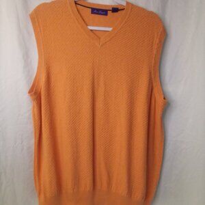 Alan Flusser Sweater Vest Men XL Sleeveless Golf Textured Orange